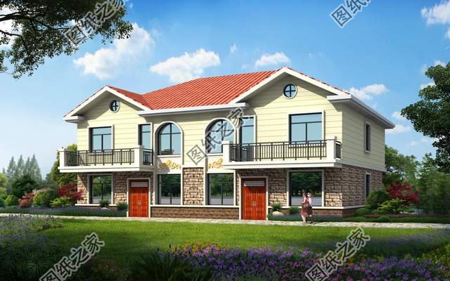 二層雙拼自建房設(shè)計圖紙，溫馨家園，靜謐舒適