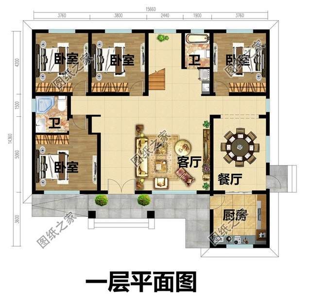 鄉(xiāng)村別墅一層設(shè)計(jì)圖紙，回老家蓋如此舒適比高層更實(shí)用