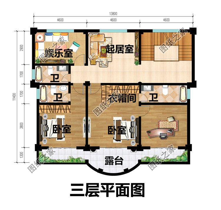 四層巴洛克別墅設計圖三層平面圖