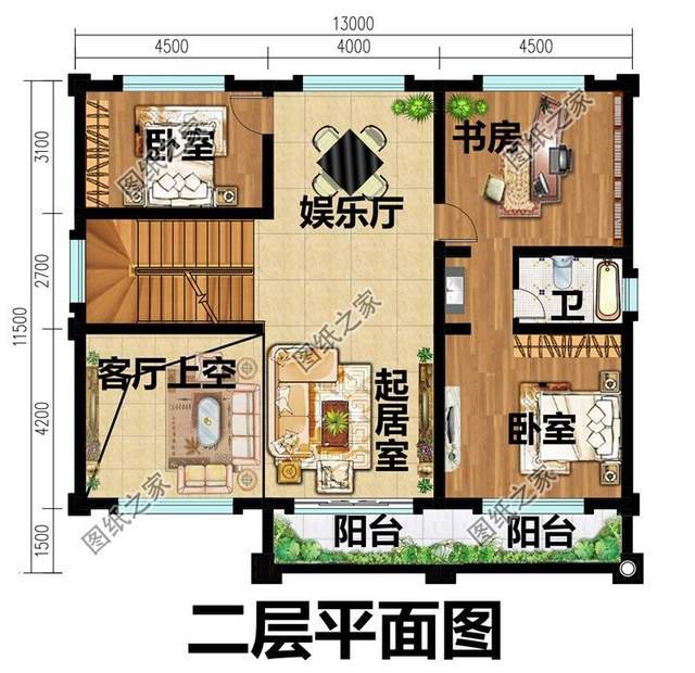 二層半別墅設計圖，安靜、舒適、寬敞，滿足居住需求