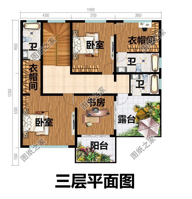 簡潔精致的三層別墅設計圖