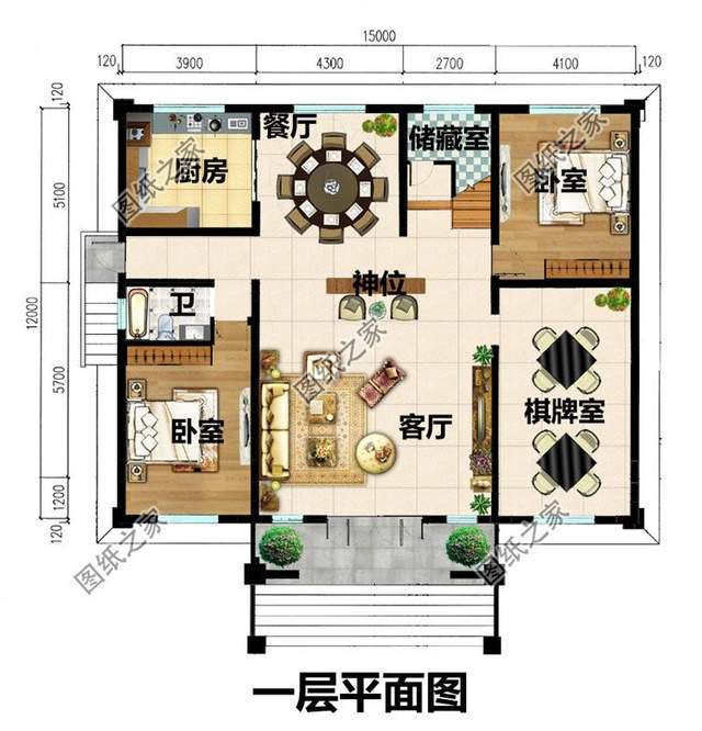 二層大面寬別墅圖紙，外觀氣勢有力，內部布置實用