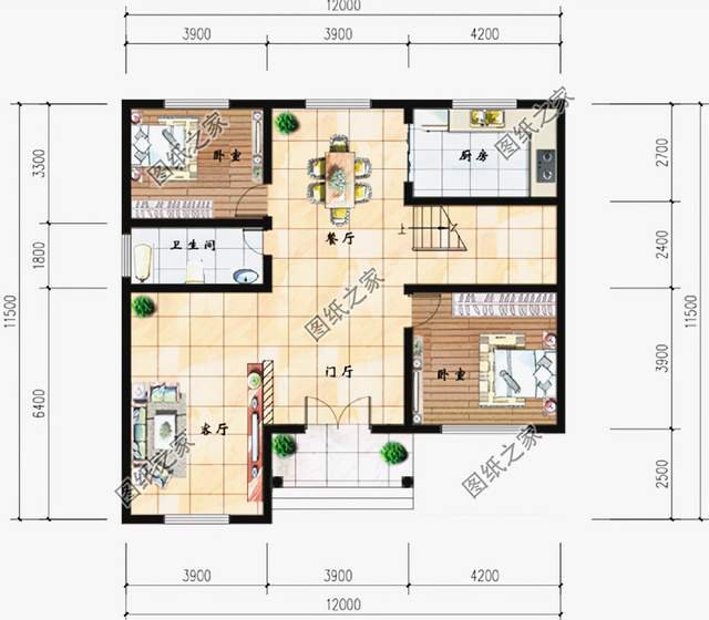 鄉村二層小洋樓設計，造型方正，層次多變，外觀豪華大氣