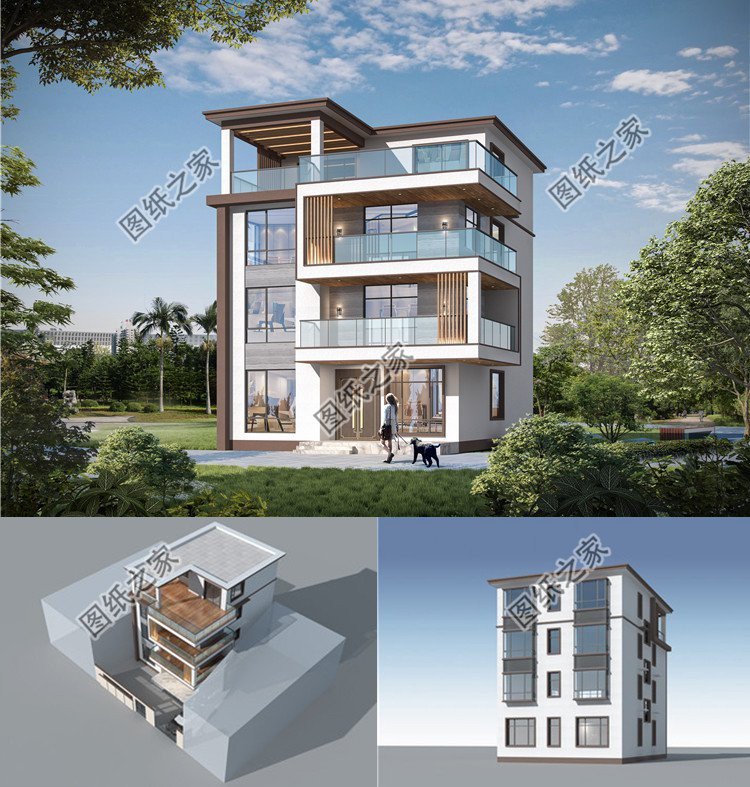 迷你四層別墅設計，平屋頂設計造價低，每一層功能齊全