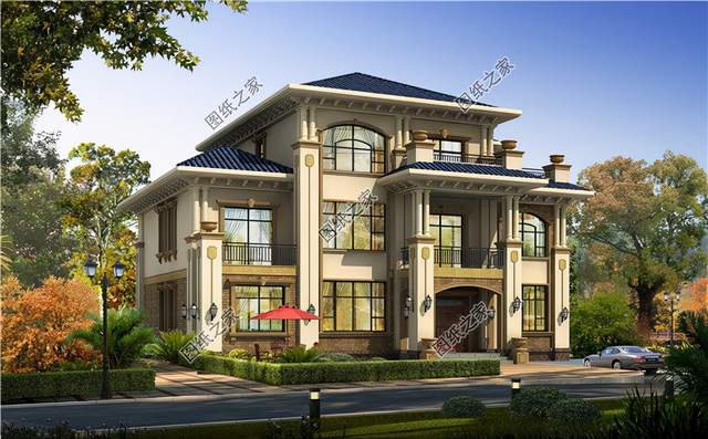 三層樓帶落地窗效果圖，融入現代建筑特征，成為新時期居住好房