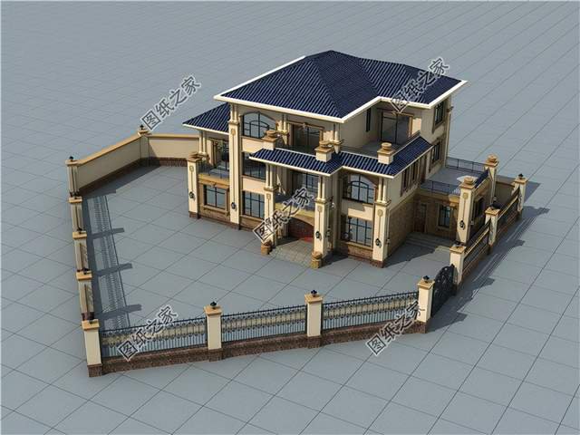 三層樓帶落地窗效果圖，融入現代建筑特征，成為新時期居住好房