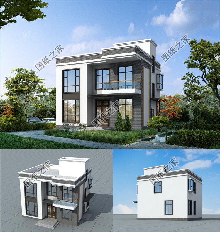 面寬11米現代風二層小別墅效果圖