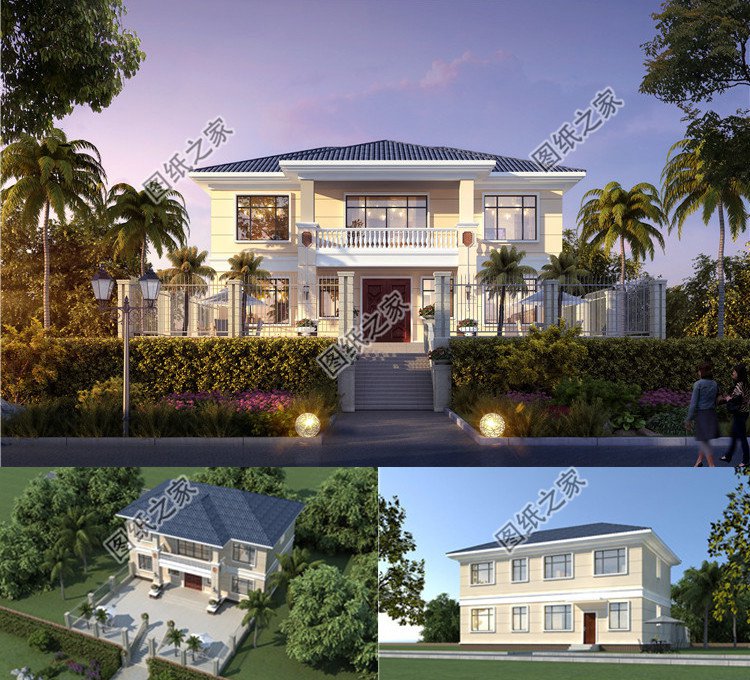 農村兩層帶地下室別墅設計圖效果圖