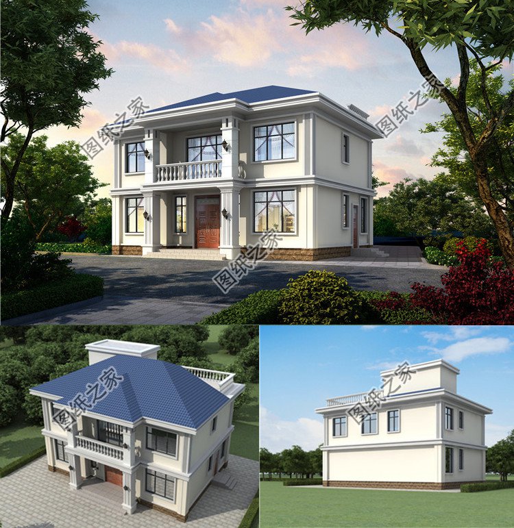 13x9米對稱二層自建房設計圖效果圖