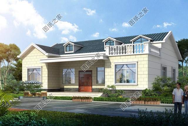 一層半農(nóng)村別墅帶閣樓，給人簡單高級的感受，整棟房子明亮干凈