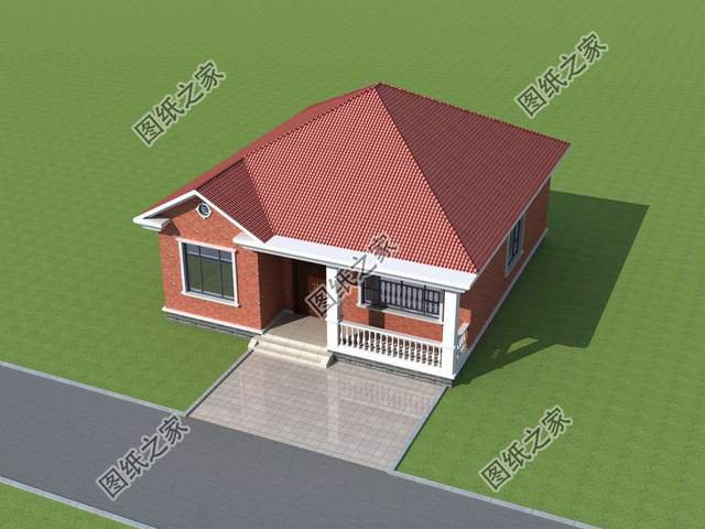 農(nóng)村一層小別墅設(shè)計，東方紅配色，滿滿的愛國情懷