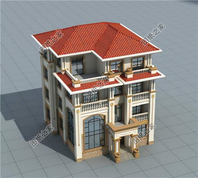 豪華歐式四層別墅，配色銜接參差感強烈，富貴之氣迎面而來