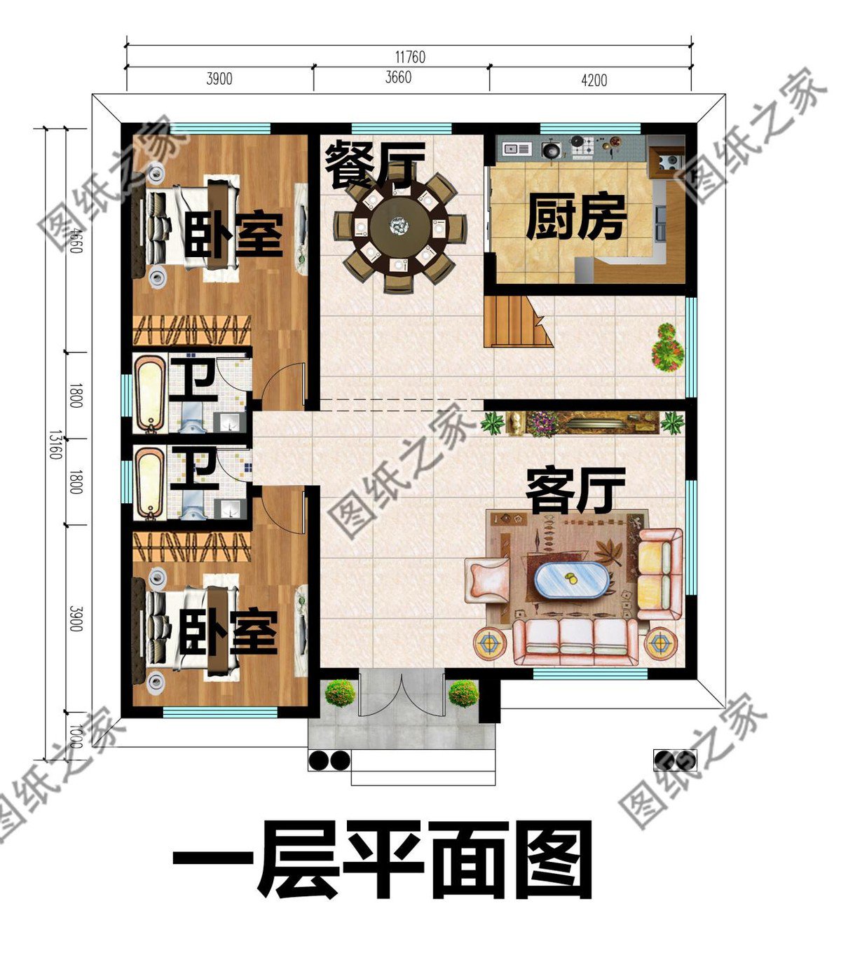 現代二層別墅設計，通體白墻紅瓦，簡約大方