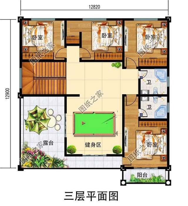 三層住宅設(shè)計圖，適合南北方新農(nóng)村自建，穩(wěn)重大氣