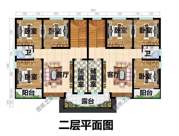 農村三層雙拼別墅設計圖