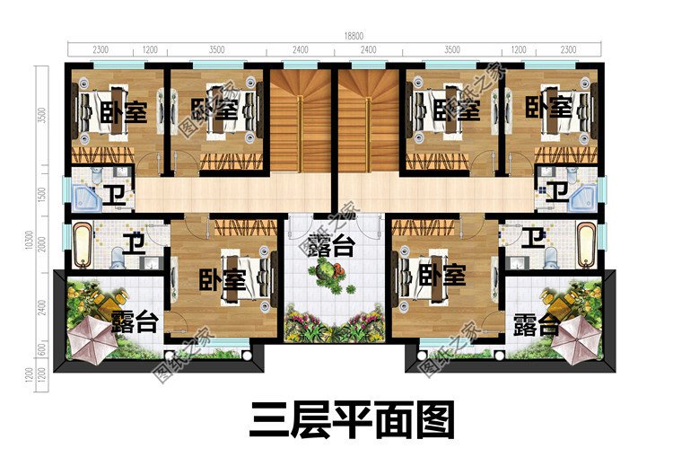 農村三層雙拼別墅設計圖