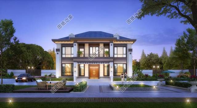 新中式二層別墅設計，樸素淡雅的設計風格，突出中式的沉靜氛圍