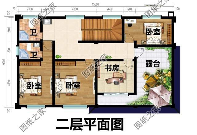 二層帶堂屋別墅設計圖，擺脫平凡無聊的生活，向往簡單自然的空間