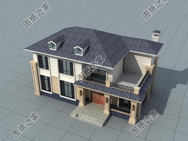 二層帶堂屋別墅設計圖，擺脫平凡無聊的生活，向往簡單自然的空間