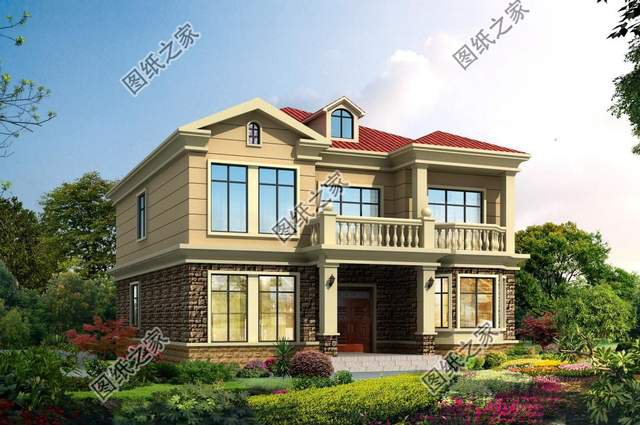 進深15米二層農村自建房，不規則的外觀設計，看著充滿層次感