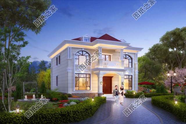 農(nóng)村歐式雙層自建房，帶有傳統(tǒng)歐式元素，適合喜愛歐式建筑的自建