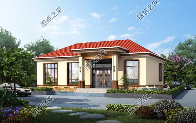 一層農村自建房設計，背面不開窗，內部布局緊湊而實用