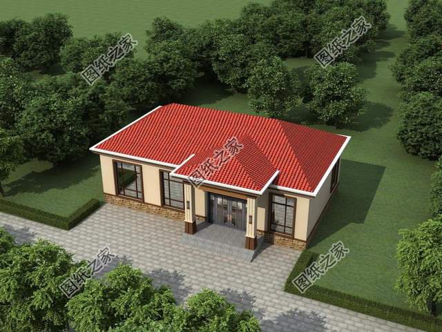 一層農村自建房設計，背面不開窗，內部布局緊湊而實用