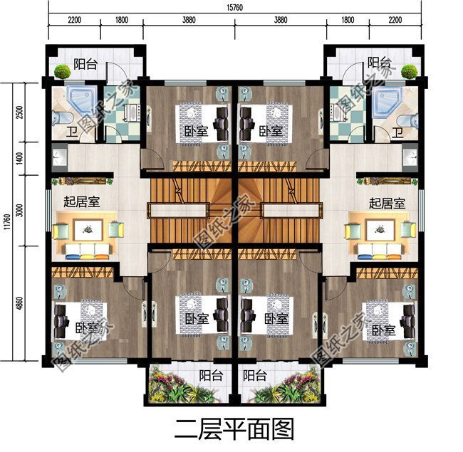 雙拼別墅戶型設計圖，凝聚家人情感的居所，帶給您溫馨的農村生活