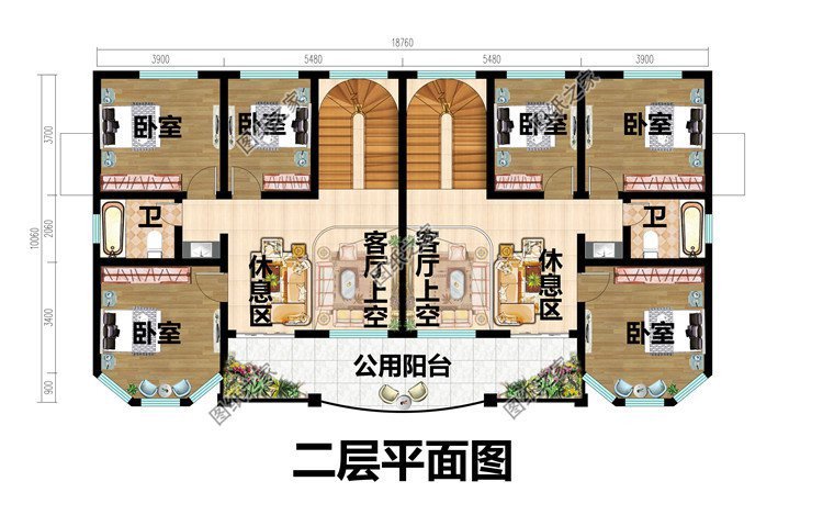 雙拼別墅戶型設計圖，凝聚家人情感的居所，帶給您溫馨的農村生活