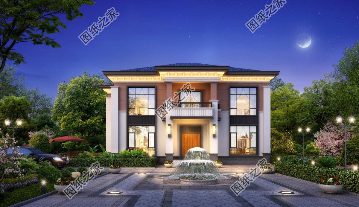 新中式對稱別墅，給人沉穩踏實的感覺，舒適感上升