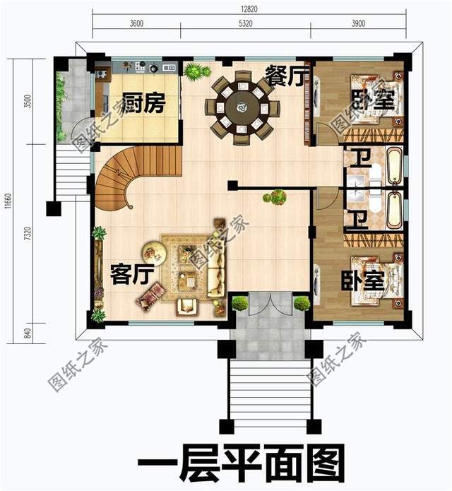 挑空農村別墅設計，室內空間大氣，居住起來會更加舒適
