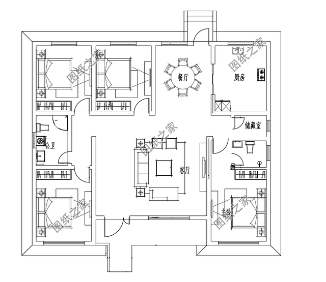 鄉村一層別墅設計圖紙，鄉間深處，靜謐洋房