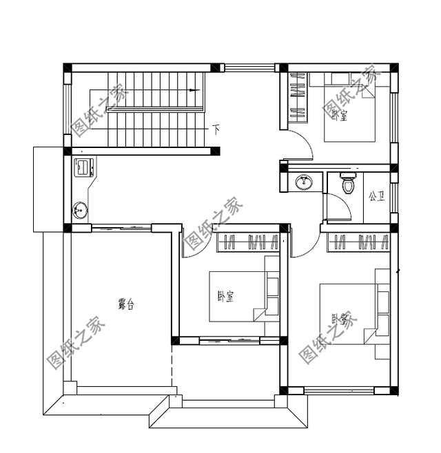 簡約二層別墅，占地不到百平，外觀簡潔適合小戶型建造