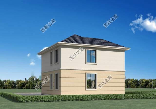 簡約二層別墅，占地不到百平，外觀簡潔適合小戶型建造