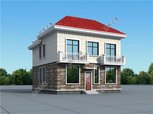 平屋頂與坡屋頂完美結合，相輔相成，非常適合農村自建