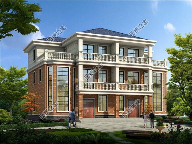 五套雙拼別墅設計，血濃于水的親情，一起建房互相幫襯還省錢