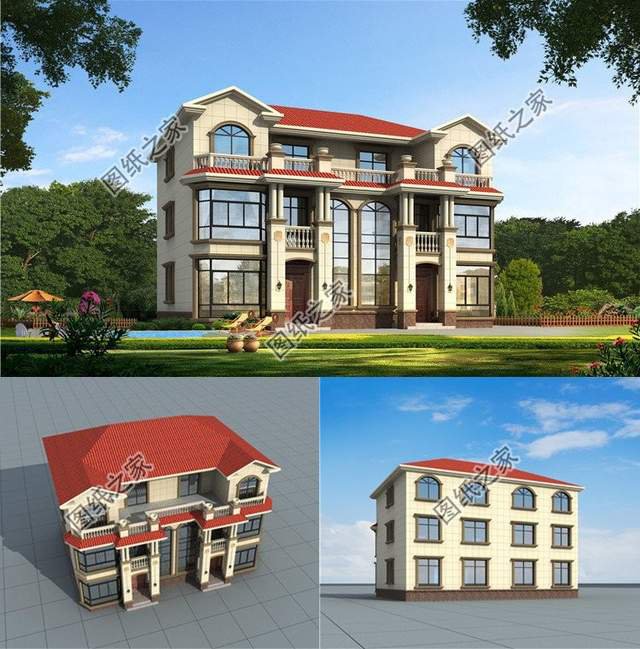 五套雙拼別墅設計，血濃于水的親情，一起建房互相幫襯還省錢