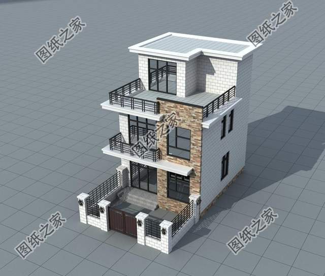 文化石裝飾的農(nóng)村別墅，外觀色彩自然，紋理粗獷豪放