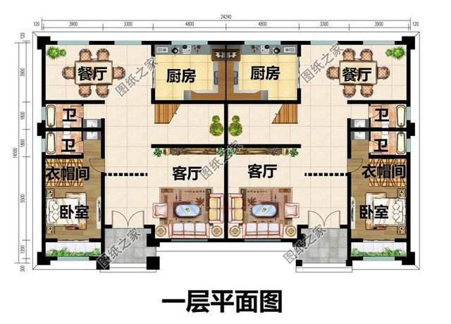 雙拼住宅設計，外觀大氣威嚴，內部格局合理實用
