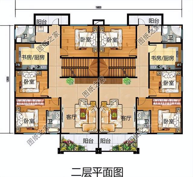 雙拼住宅設計，外觀大氣威嚴，內部格局合理實用