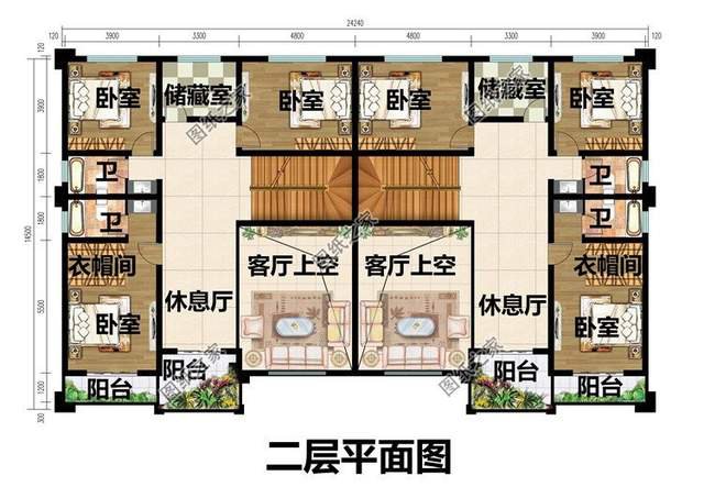 雙拼住宅設計，外觀大氣威嚴，內部格局合理實用