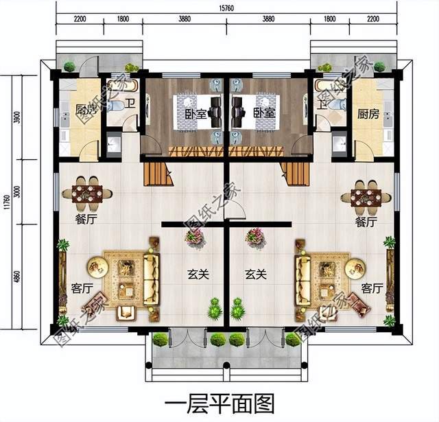 農(nóng)村兄弟雙拼房，房屋外觀氣派，家人互相有個(gè)照應(yīng)