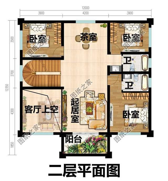 農村三層別墅設計，溫馨色系外墻主體，保證你一眼就愛上