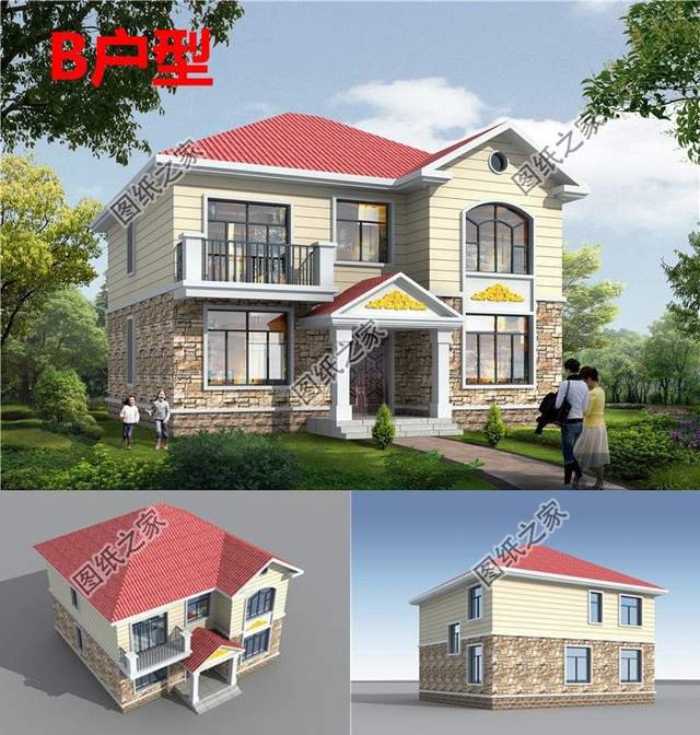 簡歐式二層別墅設計，戶型方正造價不高，人人都蓋得起