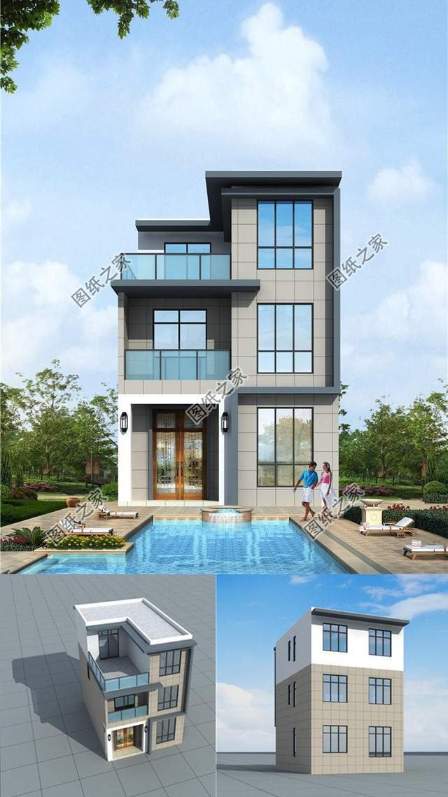 簡(jiǎn)約現(xiàn)代三層別墅設(shè)計(jì)，多處細(xì)節(jié)的雕刻處理使得戶型通透又大氣