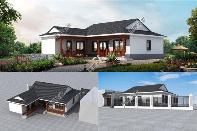 一層中式自建房設計，方便居住使用，古韻十足