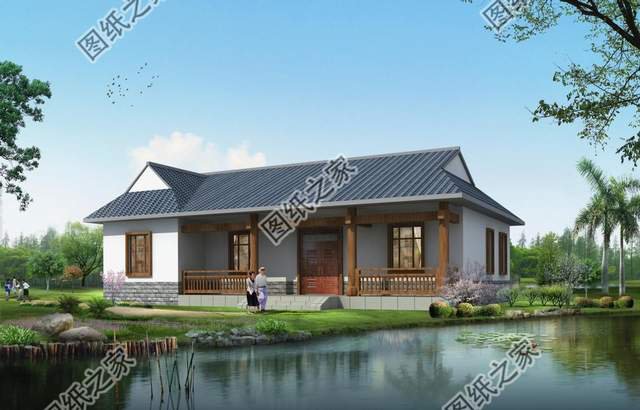 一層中式自建房設計，方便居住使用，古韻十足