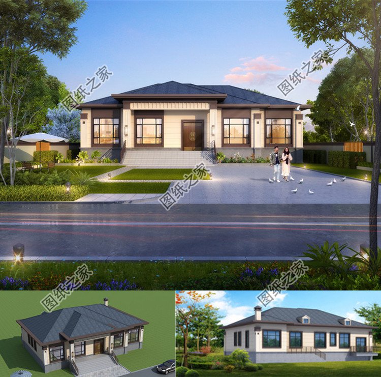 居家養老一層別墅設計圖效果圖