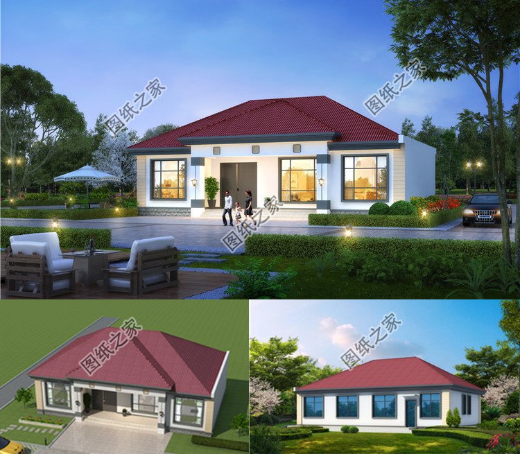 一層自建別墅設計圖效果圖