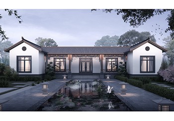 帶堂屋的一層三合院農村別墅設計圖，超大互動空間